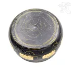 Géppel készített, kézzel vésett sárga-barna hangtál - 14 cm