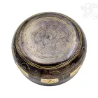 Géppel készített, kézzel vésett sárga-barna hangtál - 15,5 cm