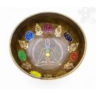 7 fémes kézi csakrás, színes, mantrás hangtál - 1927 g - KÜLÖNLEGESSÉG