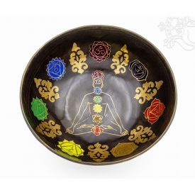   7 fémes kézi csakrás, színes, mantrás hangtál - 2057 g - KÜLÖNLEGESSÉG