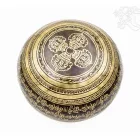 7 fémes kézi csakrás, színes, mantrás hangtál - 1552 g - KÜLÖNLEGESSÉG