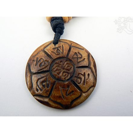 Csont nyaklánc körbe Om Mani és Buddha szeme