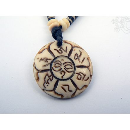 Csont nyaklánc körbe Om Mani és Buddha szeme