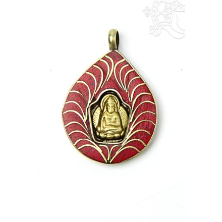 Buddha medál korall bodhi fa levélen