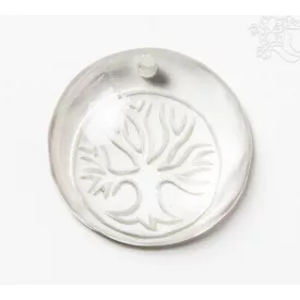   Magas hegyi hegyikristályból készült kerek medál/amulett életfával