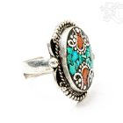 Korall és türkiz harmóniája gyűrű