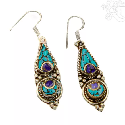 Harmónia fülbevaló türkiz-lápisszal