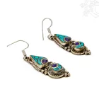 Harmónia fülbevaló türkiz-lápisszal