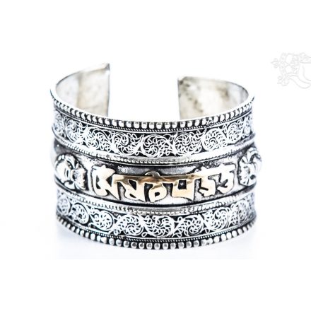 Filigrán karkötő mantrával, széles