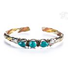 Három fémes, három türkiz köves vékony karkötő