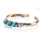Három fémes, három türkiz köves vékony karkötő