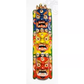 3 arcú Mahakala maszk fából