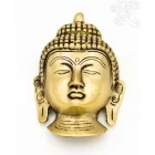 Buddha maszk rézből, matt sárga színű - 12 cm