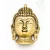 Buddha maszk rézből, matt sárga színű - 12 cm