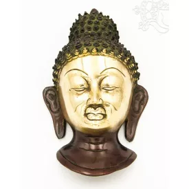Buddha maszk rézből, vörös-arany színű