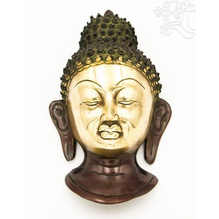 Buddha maszk rézből, vörös-arany színű