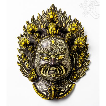 Bhairav rezin maszk, vésett, 32 cm