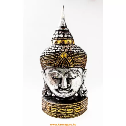 Buddha maszk falra és asztalra - 50 cm, ezüst 