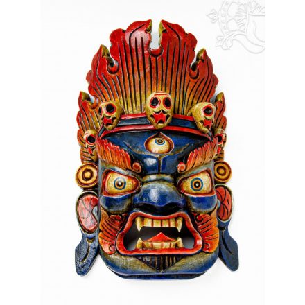 Mahakala maszk - lángnyelvekkel faragott, 40 cm