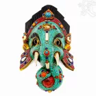 Ganesha faragott fa maszk, mozaikos-kőberakásos