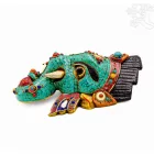 Ganesha faragott fa maszk, mozaikos-kőberakásos