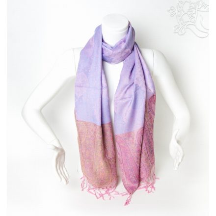Mintás pashmina alapú nepáli kendő, sál - lila