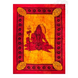 Shiva batikolt ágytakaró, falikép Om jelekkel - 144x192