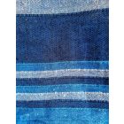 Szőtt, csíkos ágytakaró kék, falidísz - 220x260