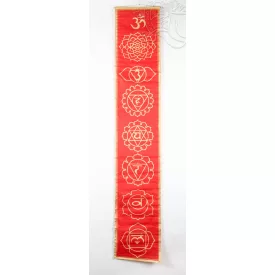 Csakrás lógó, textil - piros-arany