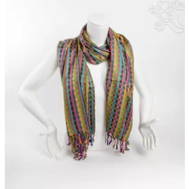 Kockás pashmina alapú nepáli kendő, sál - színes