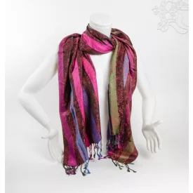 Mintás pashmina alapú nepáli kendő, sál - színes