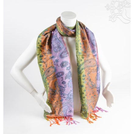 Mintás pashmina alapú nepáli kendő, sál - színes