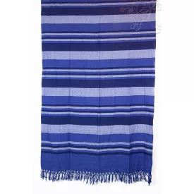  Szőtt, pamut, csíkos ágytakaró, falidísz - kék - 234 x 252