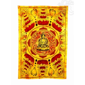 Buddhás ágytakaró, falidísz, sárga - 135 x 200