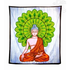 Buddhás ágytakaró, falidísz, színes - 208 x 227