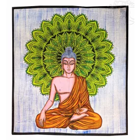 Buddha mandala ágytakaró, falidísz - kék, 200x230 cm