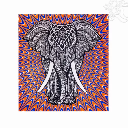 Elefántfejes textil ágytakaró/falidísz – 214x232 cm