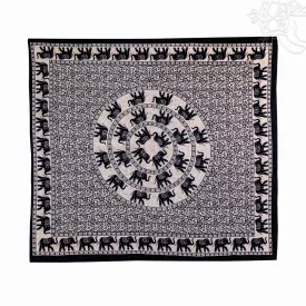   Natúr alapon elefánt mintás textil ágytakaró/falidísz – 211x231 cm