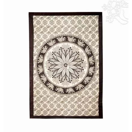 Mandala és elefánt mintás ágytakaró/falidísz – 141 × 207 cm