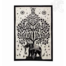 Elefánt és életfa mintás fali dísz – 75 × 107 cm