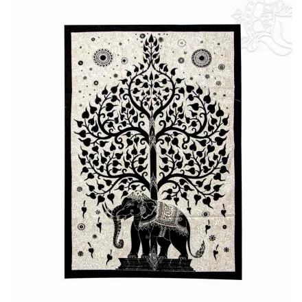Elefánt és életfa mintás fali dísz – 75 × 107 cm