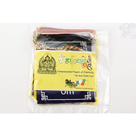 Mini tibeti Om Mani Padme Hum imazászló 10 lapos