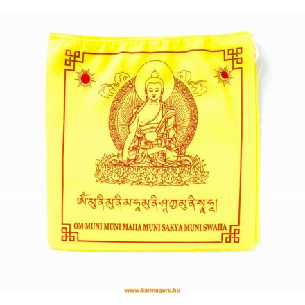 Shakyamuni Buddha imazászló a mantrájával
