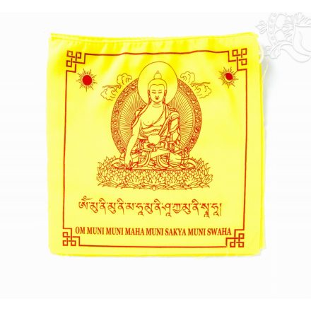 Shakyamuni Buddha imazászló a mantrájával