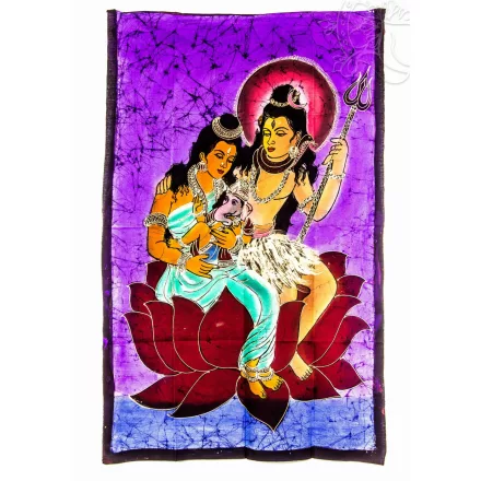 Ganesha Shivaval és Parvatival, falikép - lila 75x115