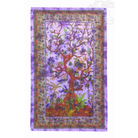 Életfás ágytakaró lila, falidísz - 129x210