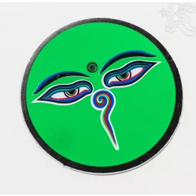 Buddha szem kerek matrica, zöld