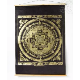   Kalacsakra Mandala fekete mártott papír (LOKTA) falikép - 48 x 70 cm