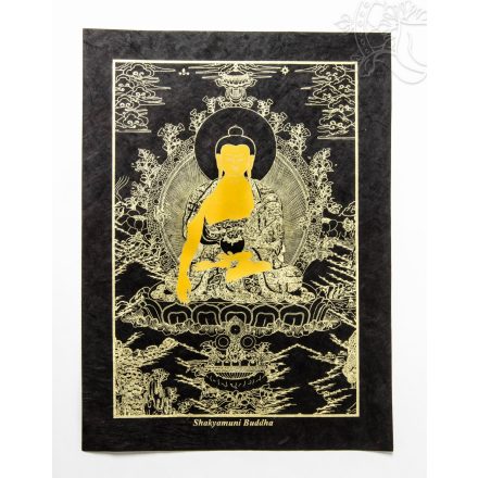 Shakyamuni Buddha fekete mártott papír (LOKTA) falikép