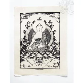   Gyógyító Buddha mártott papír (LOKTA) falikép- 38 x 50 cm
